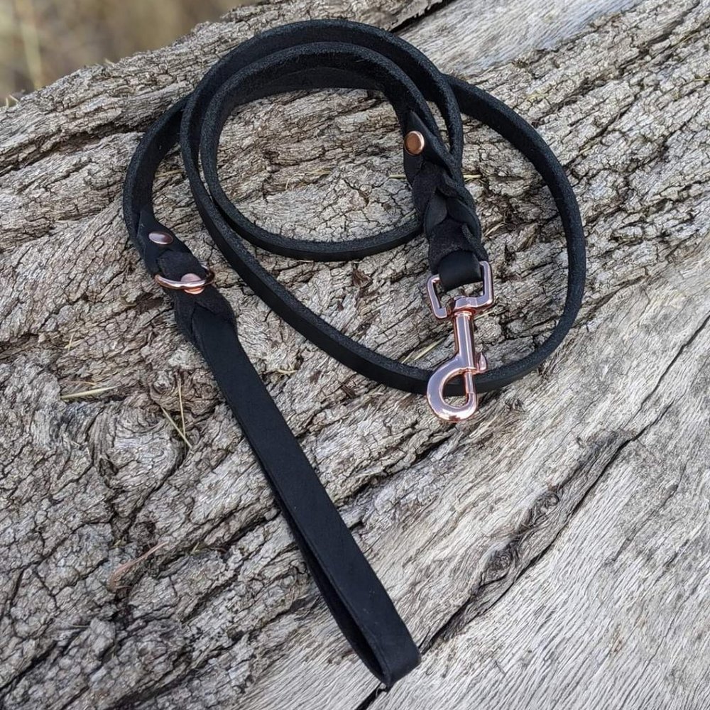 Leather dog leash handmade